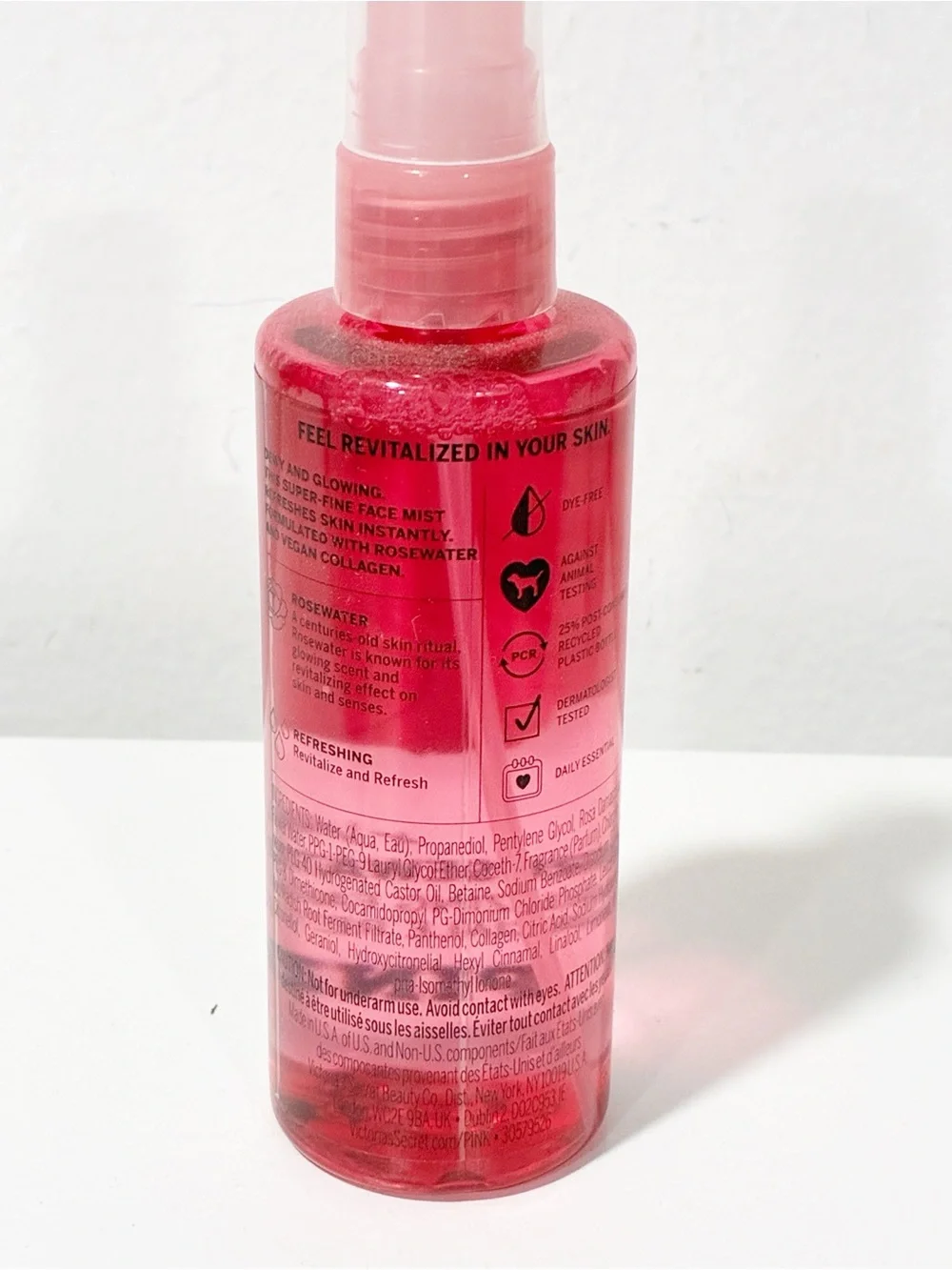 VICTORIAS SECRET PINK ROSEWATER REVITALIZING FACE & BODY MIST 3.8oz NEW